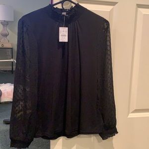 Jcrew Top with Sheer Polka Dot Sleeves